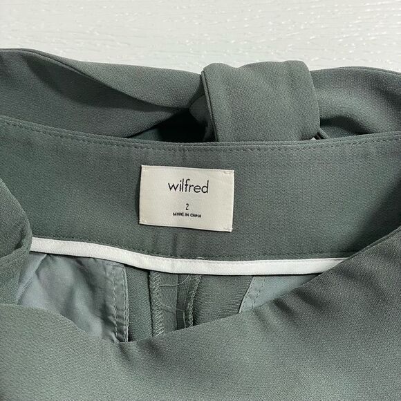 Aritzia Wilfred Feuille High Waisted Tie Front Pants Green Size 2 - Picture 5 of 10